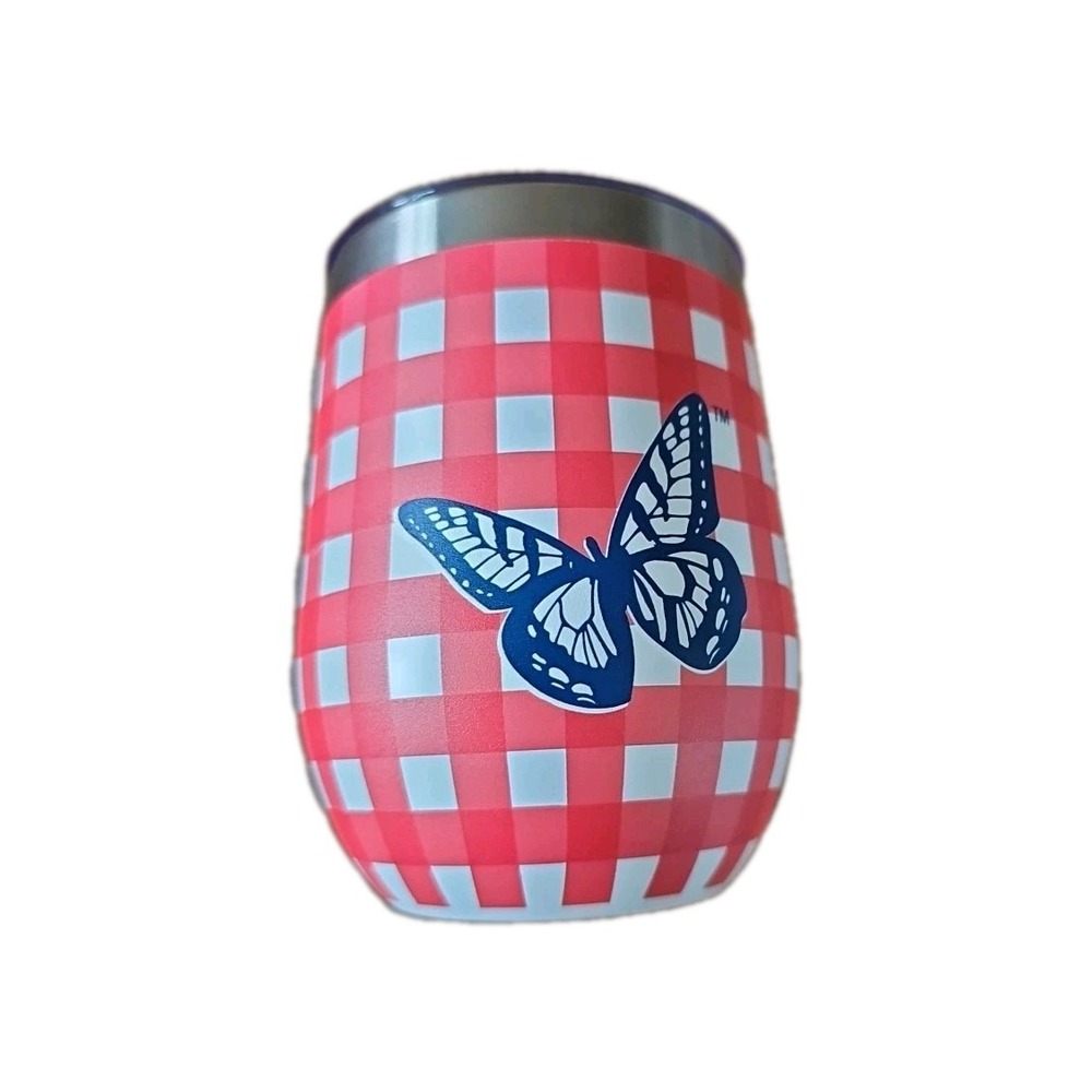 Dolly Parton Official Butterfly Red Checkered Tumbler (New) #766